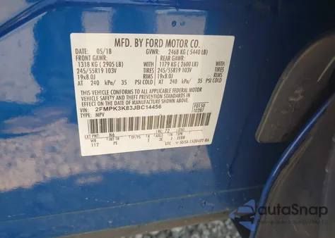 2018 Ford Edge Titanium from USA, damaged, VIN 2FMPK3K83JBC14456